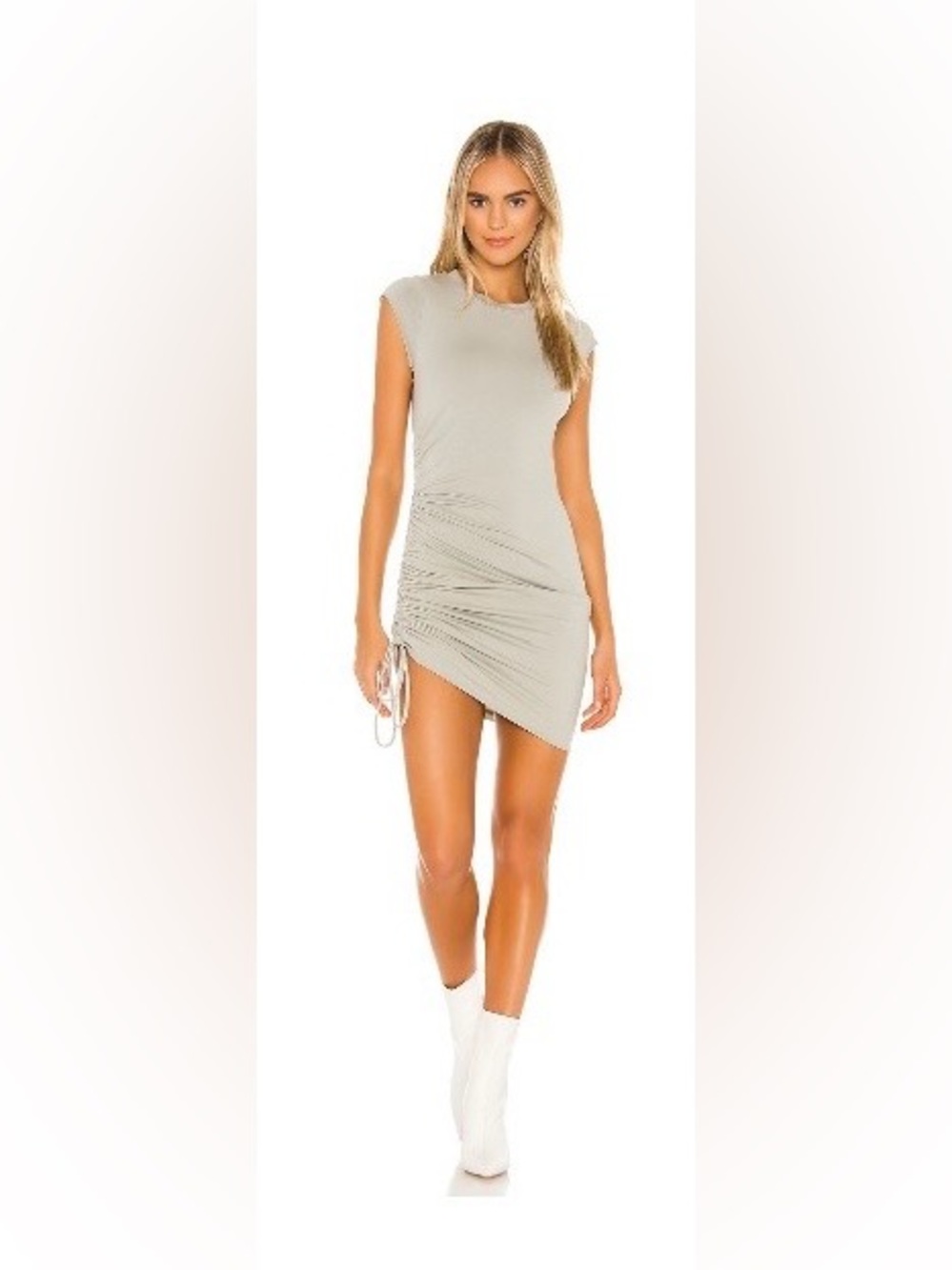 LA Made Indie Rouched Side Dress in Moon Mist